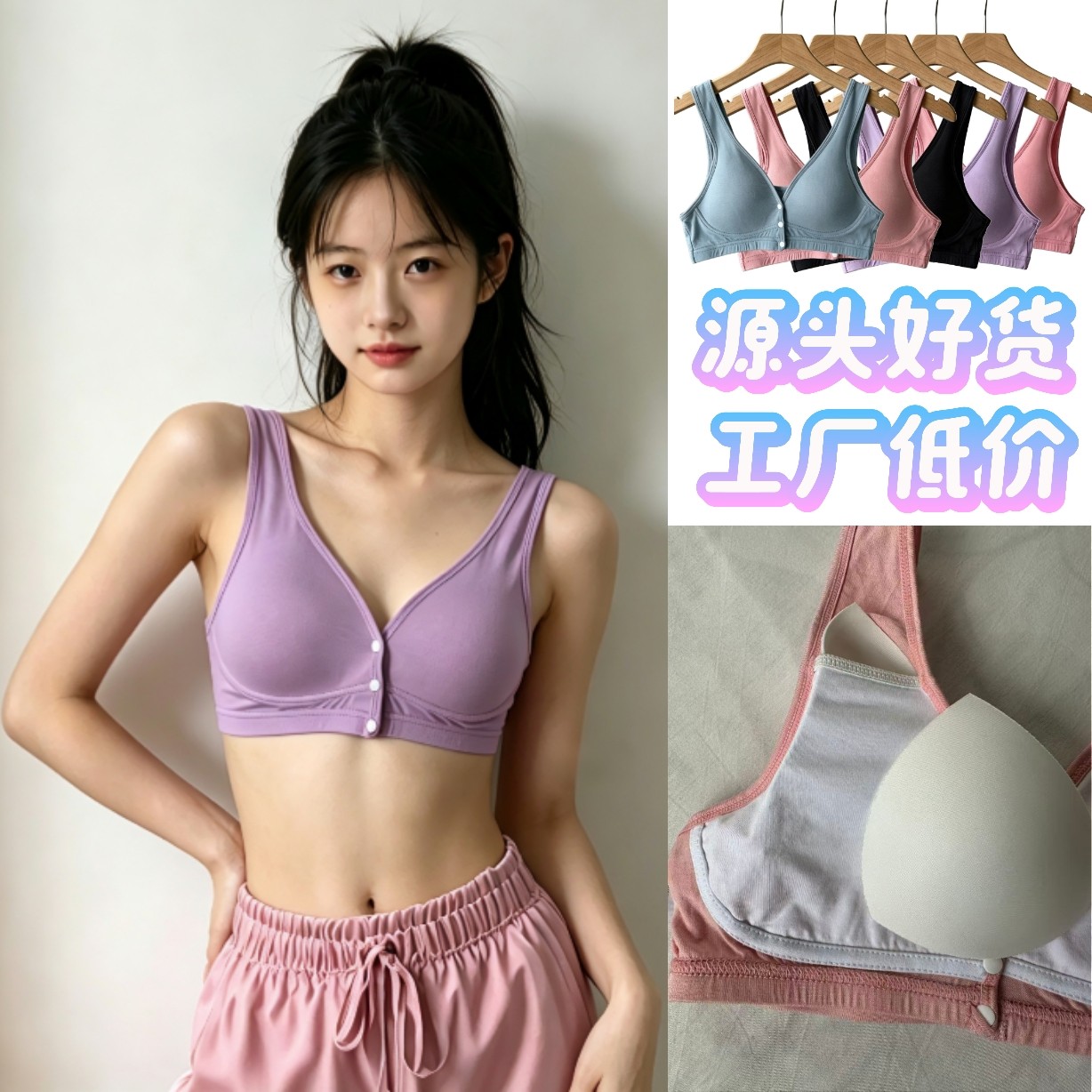 珠束青少女发育期前排扣抹胸内衣