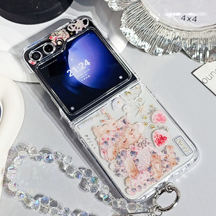 可爱瞌睡兔三星zflip6/5/4小折叠手机壳vivox滴胶硬壳oppoN3华为pocket2/nova荣耀V小米mix努比亚flip少女心