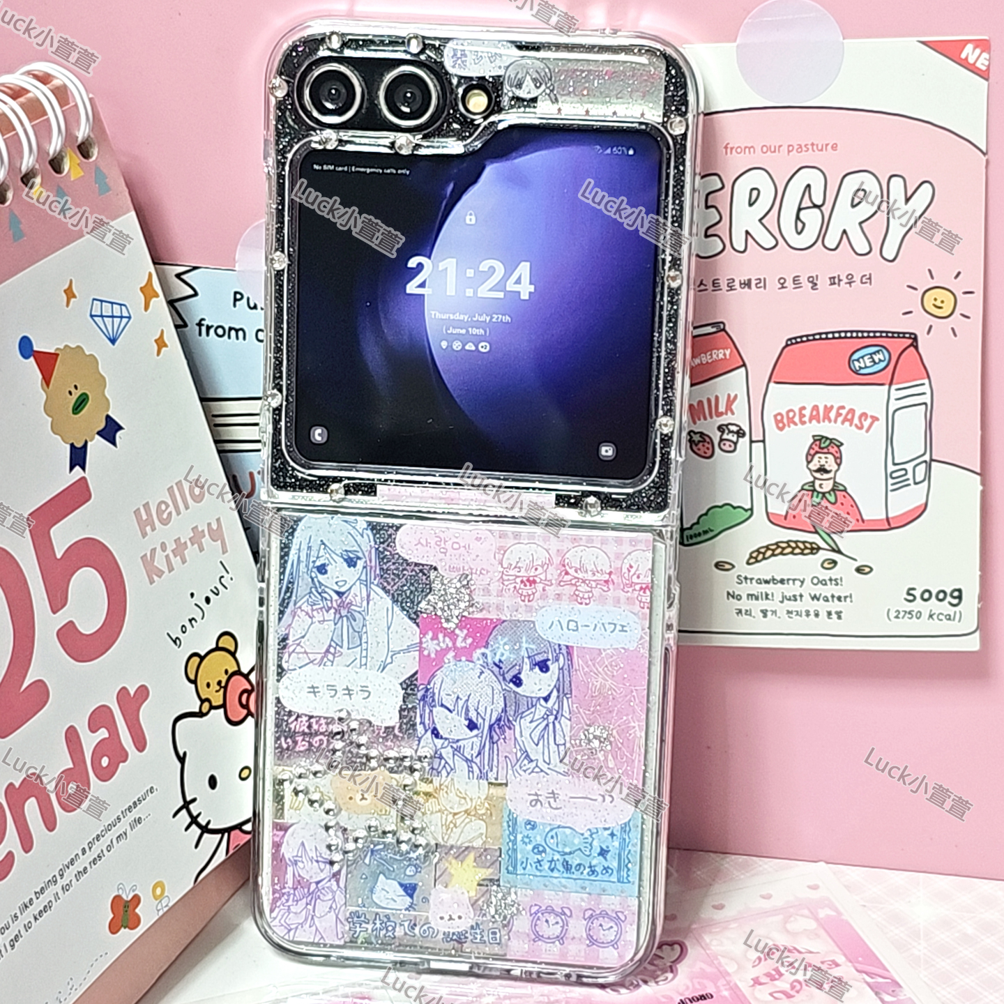 Y2K制服恋爱少女三星zflip7/6折叠手机壳oppoN3华为puraX/pocket2滴胶硬壳vivoX荣耀V小米mixflip2/moto50