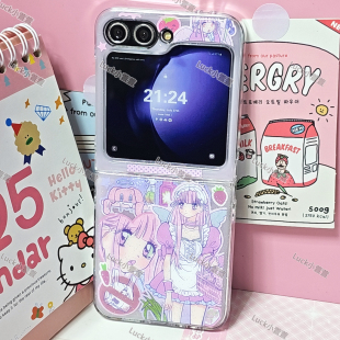 可爱女仆天使三星zflip7 pocket2少女心vivoX荣耀V小米mixflip2滴胶硬壳moto50 6折叠手机壳oppoN3华为puraX