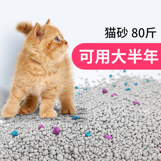 膨润土猫砂包邮20公斤40斤10kg猫沙清洁抗菌猫咪狗砂用品【80斤】