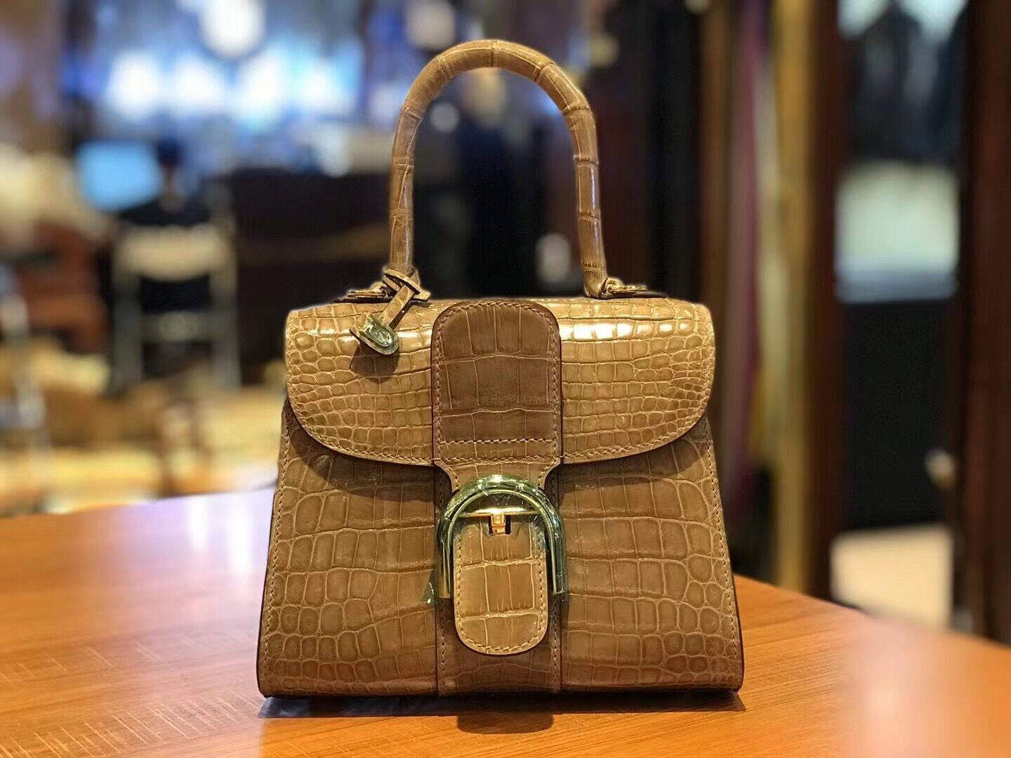 高光尼罗鳄鱼肚皮mini女士手提包真皮亮面腹皮高档女包迷你小号