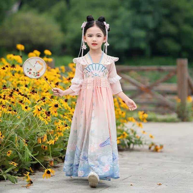 欧育儿童汉服女童夏季连衣裙古装裙子女孩生日礼物B1878美人鱼120高性价比高么？