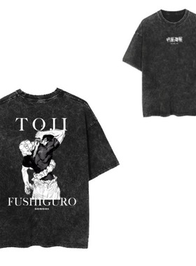 TOJI FUSHIGURO潮牌痞帅街头风印花青少年短袖t恤男2025新款上衣T