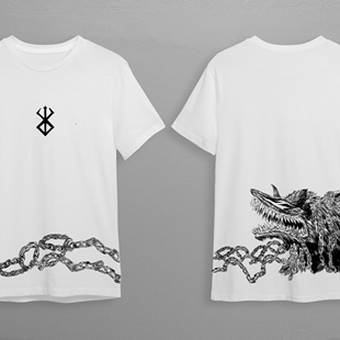 花可美美式 T恤三浦健太郎纪念漫画日本动画 纯棉剑风传奇重磅短袖