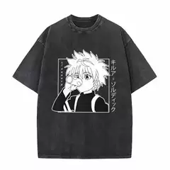Harajuku Hip-Hop Street Style Pure Cotton T-Shirt Washed Vintage Japanese Anime Full-Time Hunter Hunter Trendy