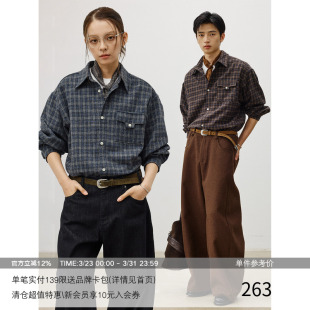 MADE 格子衬衫 T形袋盖 复古氛围感格纹磨毛长袖 重磅羊毛