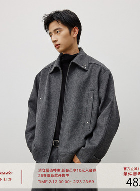 LR MADE 25AW 可调节袢扣 重磅复合羊毛 复古铆钉毛呢外套夹克