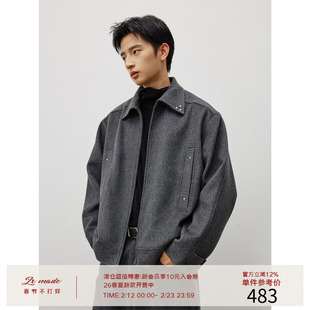 LR MADE 25AW 可调节袢扣 重磅复合羊毛 复古铆钉毛呢外套夹克