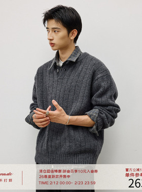LR MADE 25AW 经典亨利领 重磅羊驼毛感 慵懒保暖套头毛衣针织衫