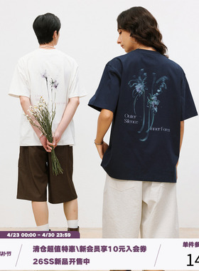 LR MADE 26SS 凉感Sorona® 幻影蝶形花卉背图案 圆领短袖印花T恤