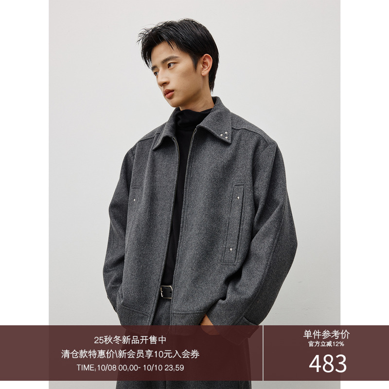LR MADE 25AW 复古铆钉 可调节袢扣 重磅复合羊毛 毛呢外套夹克