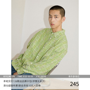 衬衫 廓形休闲慵懒感长袖 不规则破坏感流苏色织格子 MADE