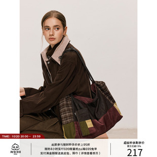 LR MADE 26AW 撞色面料拼接 百家布大容量hobo单肩手提包 附小包