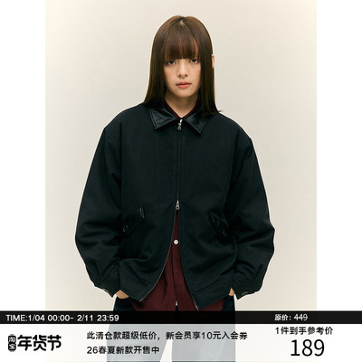 LR MADE 24AW 同色系撞色拼接皮领袋盖 压线结构夹棉保暖外套夹克