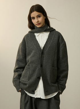 LR MADE 24AW 羊毛混纺保暖 微破坏 轻镂空纹 毛衣针织开衫外套