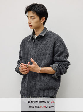 LR MADE 经典亨利领 重磅羊驼毛感 慵懒保暖套头毛衣针织衫
