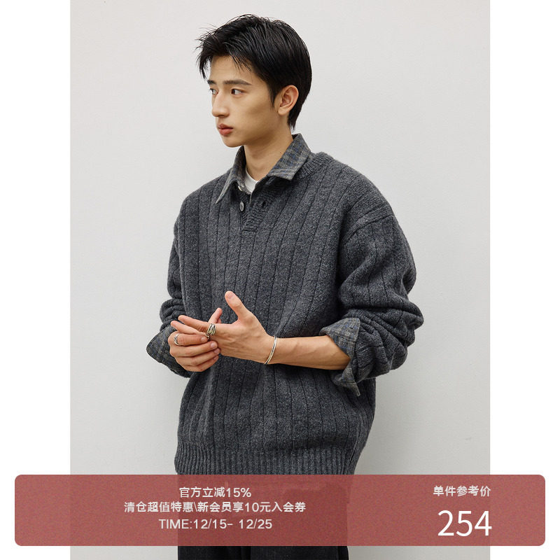 LR MADE 25AW 经典亨利领 重磅羊驼毛感 慵懒保暖套头毛衣针织衫