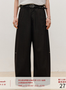 LR MADE 26SS 侧缝排列铆钉 切角形袋口 花纱纹路棉休闲长裤