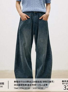 LR MADE 26SS 做旧灯芯绒 同色马骝褶位弯刀牛仔长裤