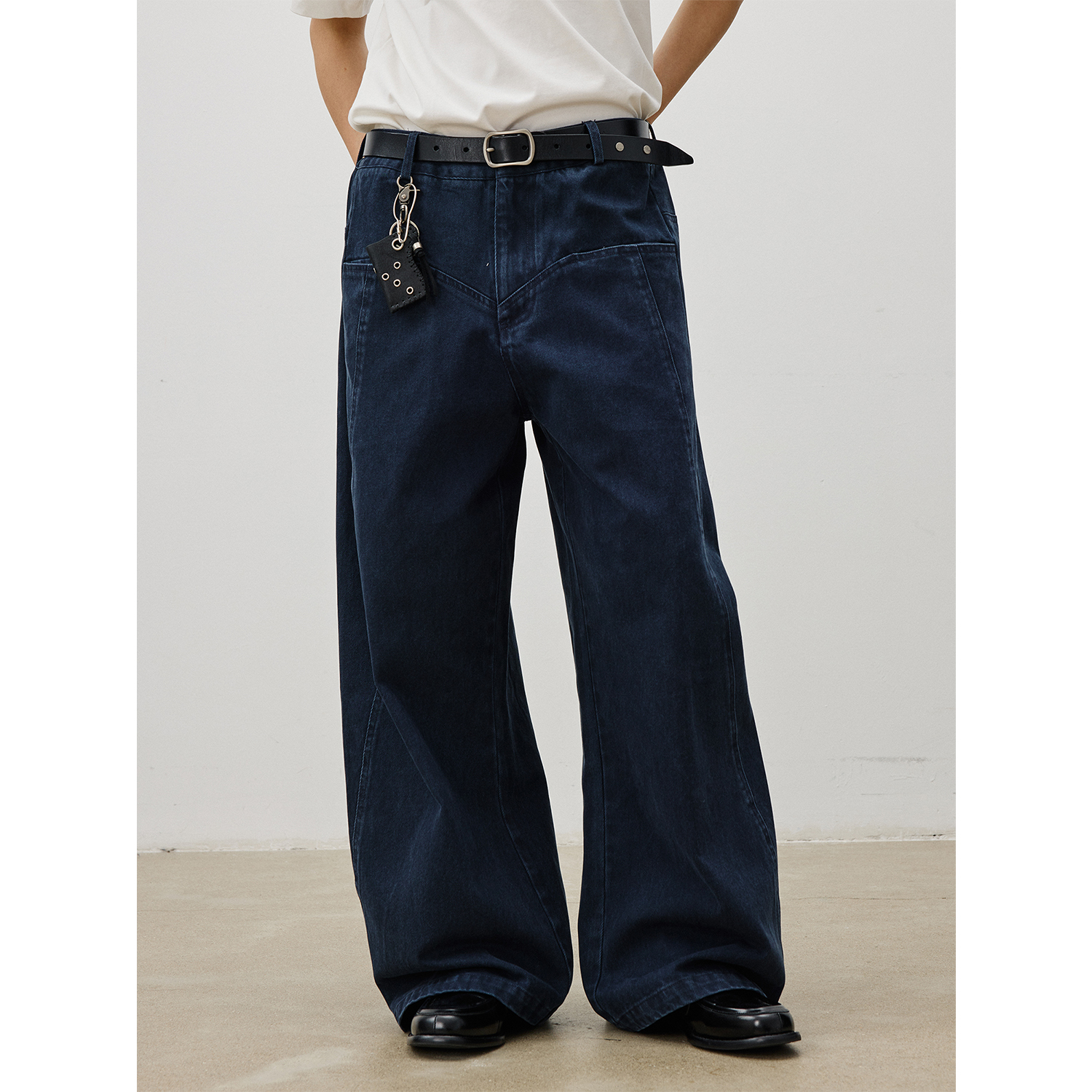 LR MADE 25AW 洗褪做旧破缝 错位无侧缝 复古纯棉工装小弯刀长裤