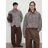 渐变色纽扣 大地色系 微泡泡肌理 格纹衬衫 25AW 复古长袖 MADE