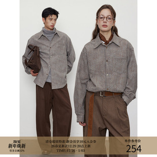 渐变色纽扣 大地色系 微泡泡肌理 格纹衬衫 25AW 复古长袖 MADE