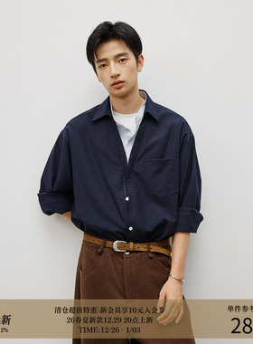 LR MADE 25AW 深V翻领 撞色立领门襟 假两件层次感 休闲长袖衬衫