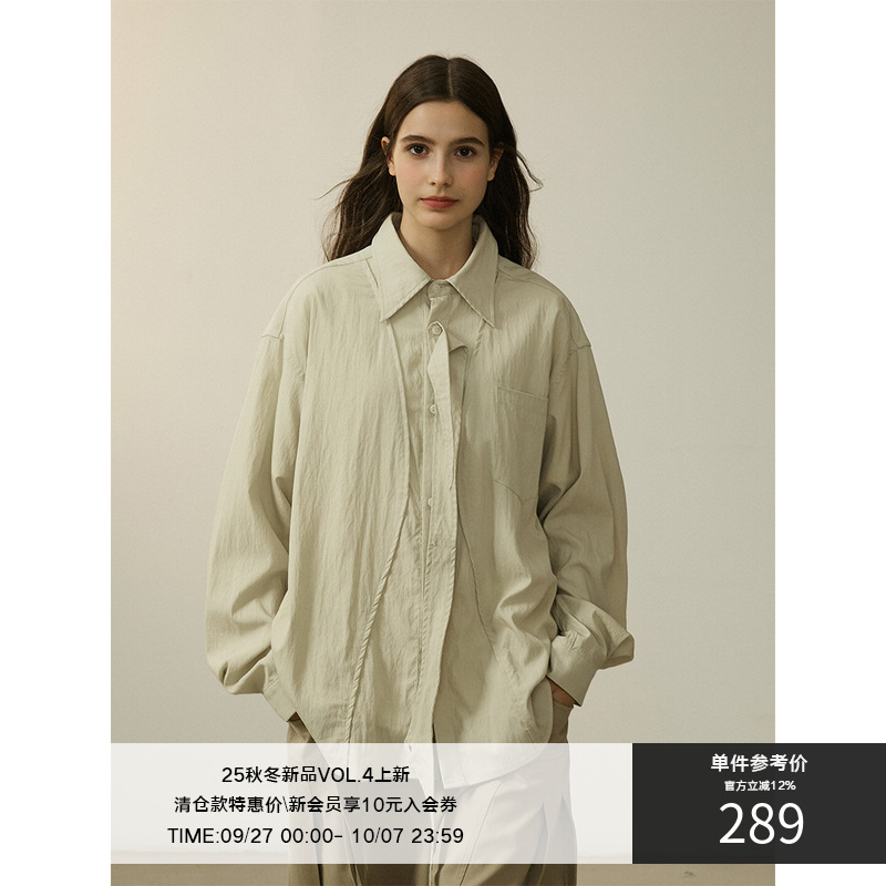 LR MADE 24AW 可拆卸尖领带 轻时装感 莫代尔混纺休闲长袖衬衫