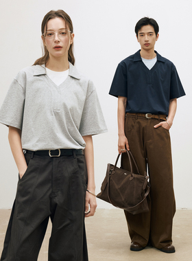 LR MADE 26SS 深V海鸥领 凉感Sorona®撞色假两件短袖T恤