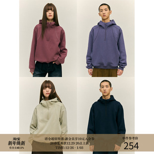 弧形哈梭线cleanfit 24AW 太空棉半拉链运动户外连帽卫衣 MADE