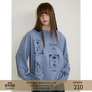 LR MADE 24AW 花卉演变数码 T恤 印花 洗褪做旧 纯棉圆领长袖