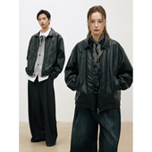 MADE 短款 26SS 前片双弧破缝 PU皮衣夹克外套 复古质感皮面