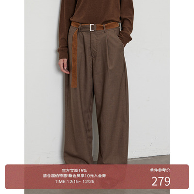 LR MADE 25AW 可拆卸麂皮双面腰带 复古千鸟格 休闲格纹长西裤