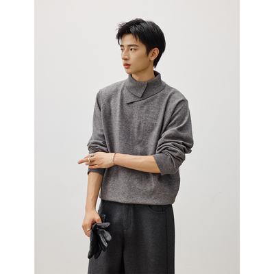 LR MADE 25AW 异形立翻双层领 保暖羊毛 长袖打底高领毛衣针织衫