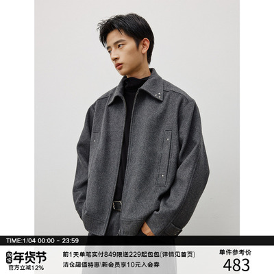 LR MADE 25AW 可调节袢扣 重磅复合羊毛 复古铆钉毛呢外套夹克