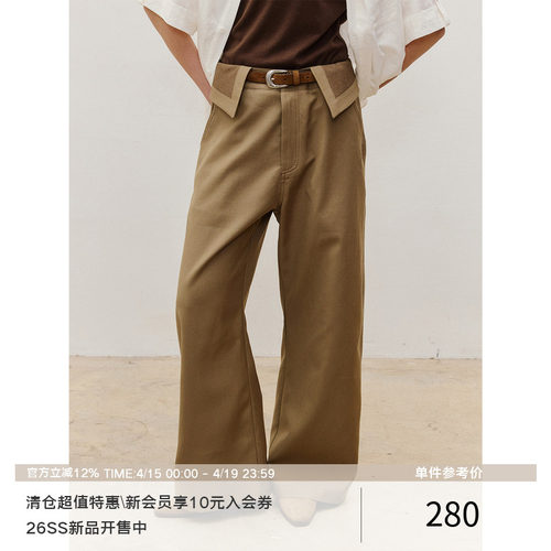 LR MADE 26SS 千鸟格翻折腰头 休闲通勤抗皱TR 微喇休闲长西裤