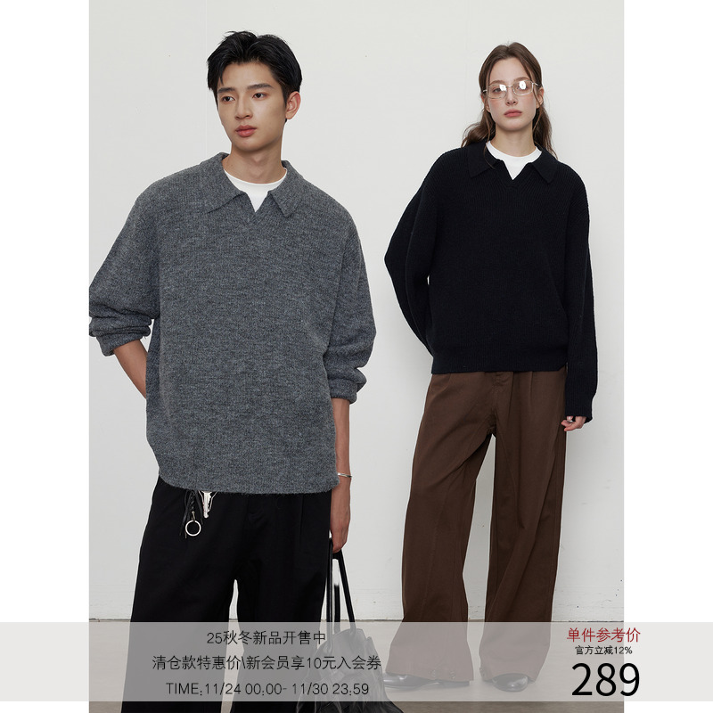 LR MADE 25AW 轻盈保暖 羊驼毛混纺 版型简约利落 V领针织POLO衫