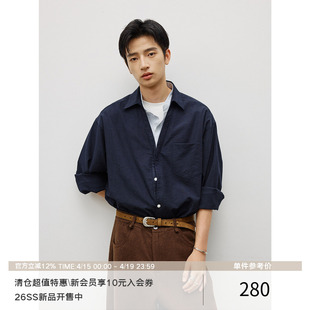 LR MADE 深V翻领 撞色立领门襟 假两件层次感 休闲长袖衬衫