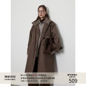 MADE 中长款 25AW 慵懒廓形 A字型风衣外套 复古立领撞色格纹