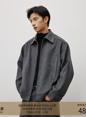 LR MADE 25AW 可调节袢扣 重磅复合羊毛 复古铆钉毛呢外套夹克