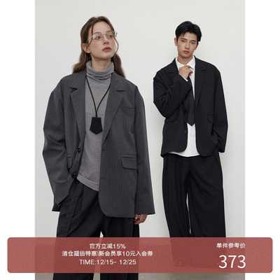 LR MADE 25AW 高品质细条纹路TR  微廓形平驳领通勤西装夹克外套