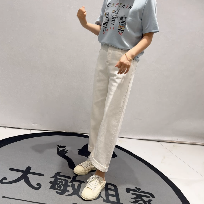 8901柏菲蒂春季新款牛仔裤加大码女装胖妹妹松紧腰显瘦百搭直筒裤,女装/女士精品,常规大码外套,淘宝优惠券,粉丝福利购,淘宝优惠卷