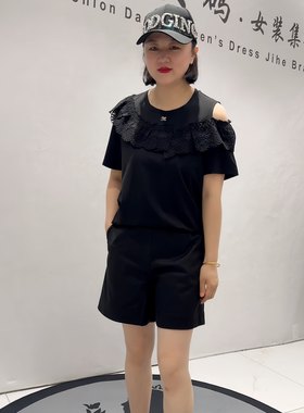 芮娜依莲5823夏季新款欧货减龄短袖加大码女装胖妹妹显瘦气质半袖