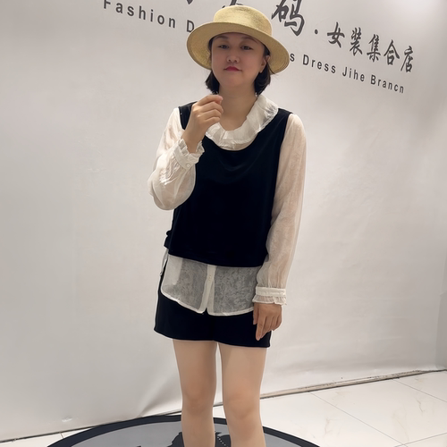 女权贵族初秋新款大码假两件上衣