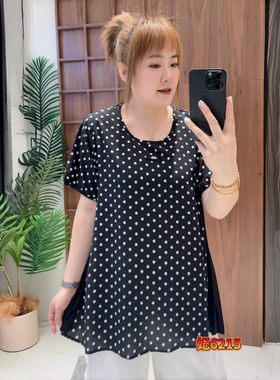 妃儿红6215夏季新款欧货减龄A版短袖衫加大码女装胖妹妹遮肉上衣