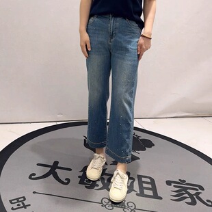 加大码 牛仔裤 新款 胖妹妹松紧腰显瘦百搭裤 女裤 女装 7086柏菲蒂春季