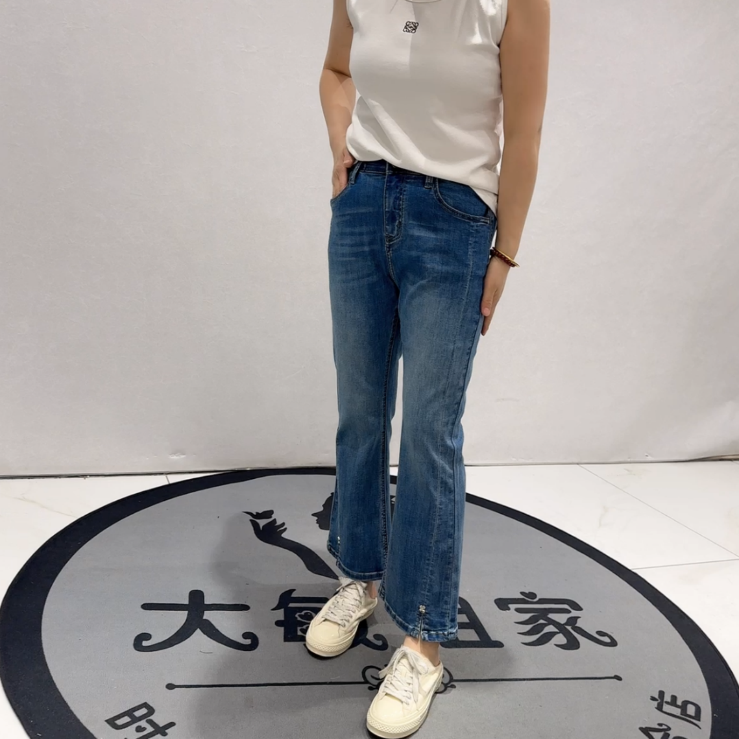 8928柏菲蒂夏季新款牛仔裤加大码女装胖妹妹松紧腰显瘦百搭裤女裤