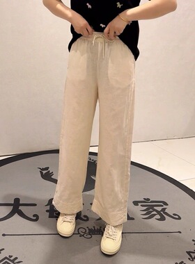 芮娜依莲6205夏季新款欧货棉麻裤加大码女装胖妹妹宽松显瘦女裤子