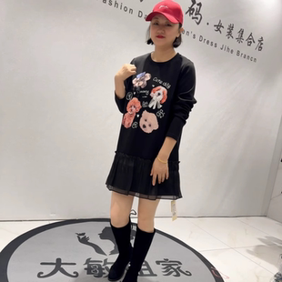 衫 1135芮娜依莲初冬新品 女装 加大码 一手长可爱小狗图案加绒减龄衫